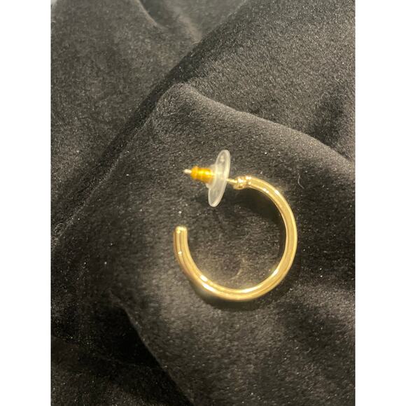 NWT Ann Taylor Loft Brown Enamel and Gold 1" Hoop Earrings with post-back - Picture 3 of 8